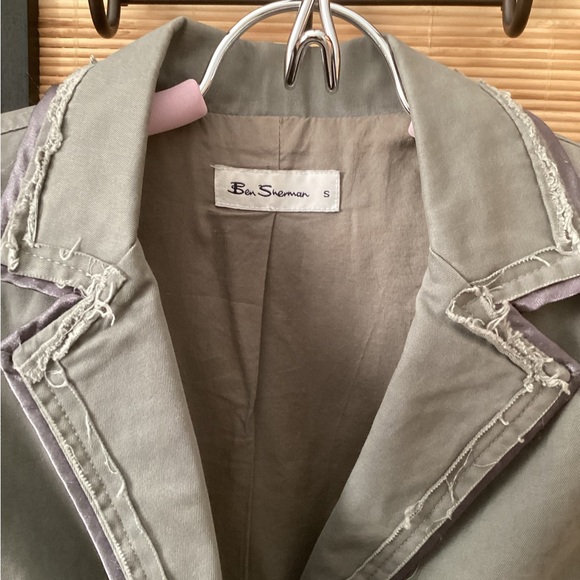 BEN SHERMAN jacket Sz S military style blazer raw edge EUC sage green - Picture 5 of 5